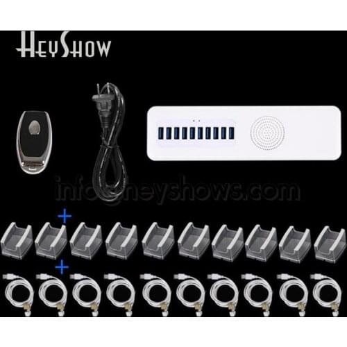 4 6 8 10 Ports Mobile Smart Phone Security Display Burglar Alarm System With Acrylic Stand Cell Phone Anti-Theft Host Alarm