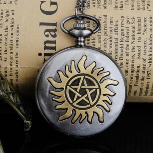 Creativity Fashion Design Five-Pointed Star Quartz Pocket Watch Retro Pendant Necklace Pocket Watch Relogio Montres with Gifts