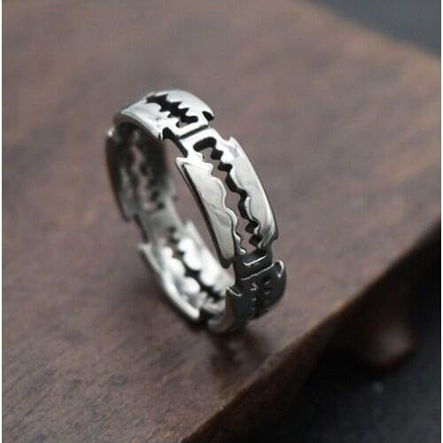Vintage Stainless Steel Hip Hop Bladed Ring Fashion Punk Rock Ring Factory Direct Lover Couple Rings for Man And Women