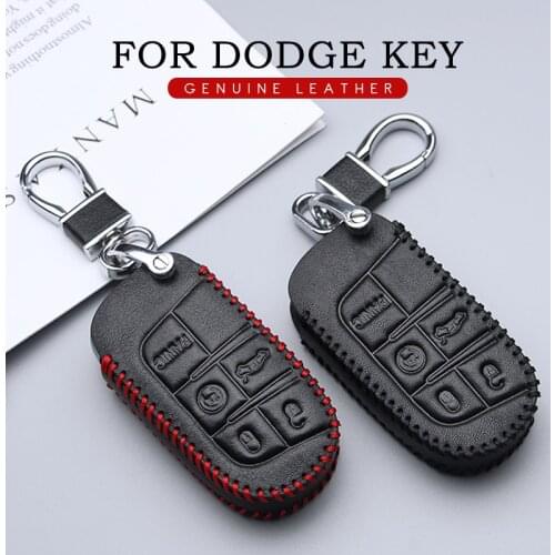 High Quality Leather Key Case Cover For Dodge Journey Charger Dakota Challenger Coupe Grand Car Key Parts Skin Shell Car Styling
