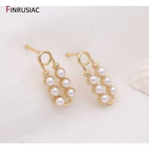 DIY Jewelry Accessories Plated 14K Gold Pearl Pendant Handmade Earring Material Korean Jewelry Accessories Earrings