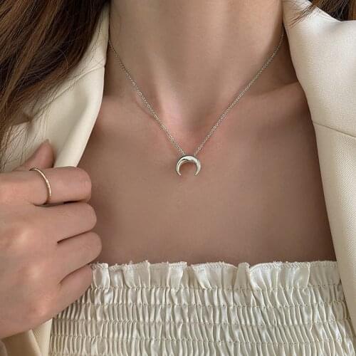 VENTFILLE 925 Sterling Silver Crescent Necklace for Women Clavicle Chain Moon Simple Jewelry Gifts 2021 New