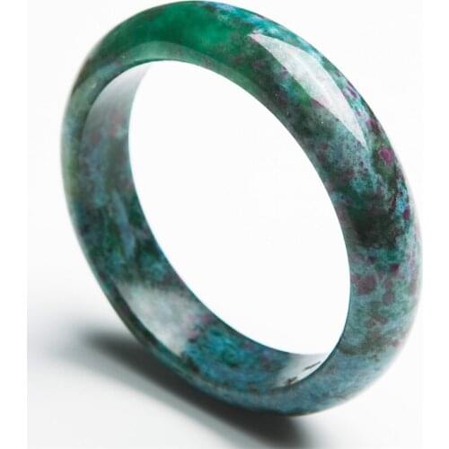 Natural Ru by Zoisite Gems Stone Crystal Round Fashion Bangle Bracelets For Women Lady Inner Diameter 59mm