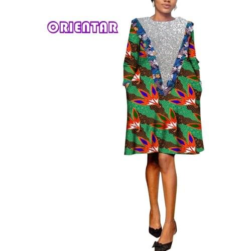 Robe Africaine Femme 2021 Summer Dress Ladies African Print Wax Dresses Dashiki Ankara Short Dress Nigerian Clothes WY904