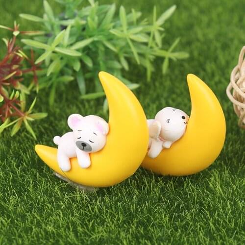 1pc Moon Dog Rabbit Bear figurine Animal Model landscape dollhouse home miniature fairy garden decoration accessories