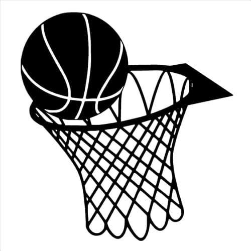 10.2CM*11CM Basketball And Net Hoop Car Sticker Vinyl Black/Silver S9-0141