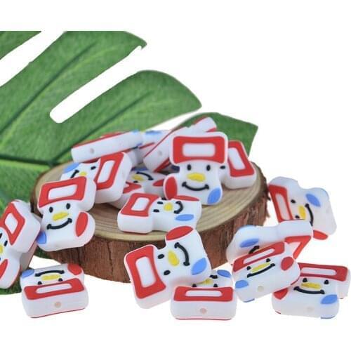 Chenkai 10PCS BPA Free Christmas Boots Beads Baby Cute Silicone Beads For Food Grade Infant Nursing Teether Toy Accessories