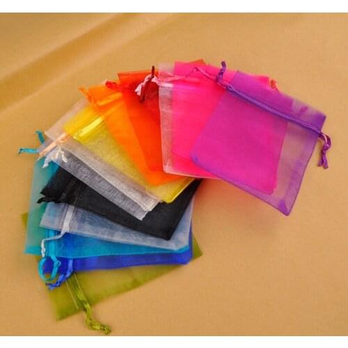 1000pcs 5x7cm 7x9cm 9x12cm 10x15cm Drawstring Organza Bags Jewelry Packaging Bags Candy Wedding Bags Wholesale Gifts Pouches