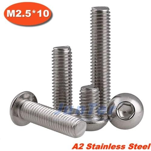 1000pcs/lot ISO7380 M2.5*10 Stainless Steel A2 Button Head Socket Screw