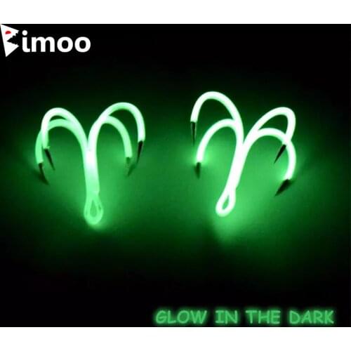 Bimoo 20PCS/lot Quadruple Fishing Hook Super Strong Sharp Fishing Lure Hook 4X Glowing Sea Hooks Anchor Saltwater Fishhooks
