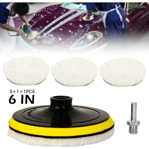 5pcs 6 inch Auto Car Polishing Wheel Buffing Pads Set Wool Mop Kit Pad Polisher Using For Car Polisher Electric Drill Pack