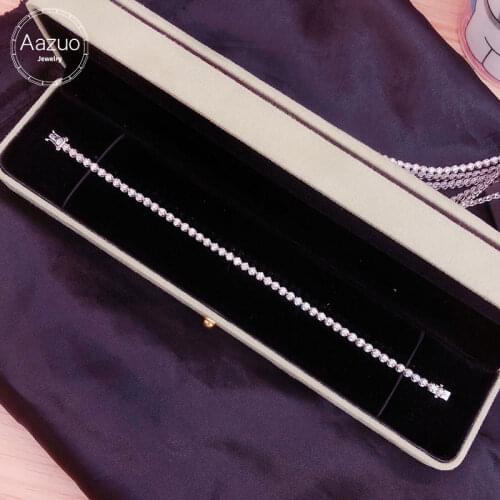 Aazuo Au750 Real 18K White Gold Natrual Diamonds 3.0ct Fashion Bracelets For Woman Upscale Trendy Wedding Engagement Party