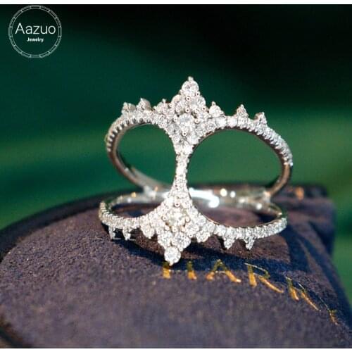 Aazuo Hot Sale 18K White Gold Real Diamond 0.70ct IJ SI Irregula Ring for Woman Charm Jewelry Fashion Love Gift Au750 Real Gold