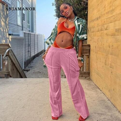 ANJAMANOR Women's Velvet Trousers