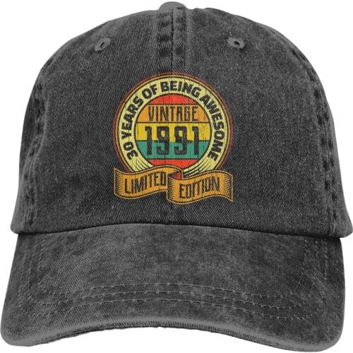 30 Years Of Being Awesome Vintage 1991 Limited Edition Baseball Cap Men 30 Birthday Born in 1991 Caps Women Summer Snapback Caps