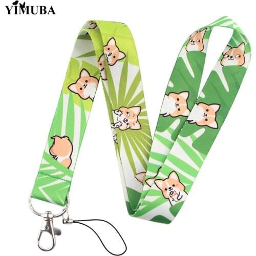 Lovely Pet Corgi Dogs Lanyards Keychain ID Card Holder Key Chain Cartoon Print Webbing Neck Straps Animals Jewelry Friends Gift