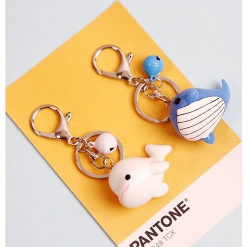 Cute 3D Whale Bell Decor Keychains for Women Key Chains Ring Car Keys Bag Decor Case Pendent Charm for Airpods Accessories Gifts
