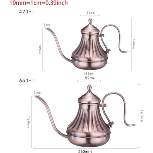Bronze Coffee Over Drip Pot Fine Mouth Coffee Pot Long Gooseneck Spout Bronze 304 Stainless Steel DIY Coffe Maker Teapot