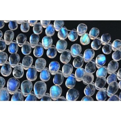 AAAAAA loose beads white moonstone pear drop 7-10mm 25cm for DIY jewelry making FPPJ wholesale beads nature