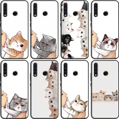 Kiss lovely Cats Soft For Huawei Honor 20 8 9 10 10X Lite 10i 7C 4C 6C 7A Pro 8A 9A 8S 9S 7X 9X 8X Case