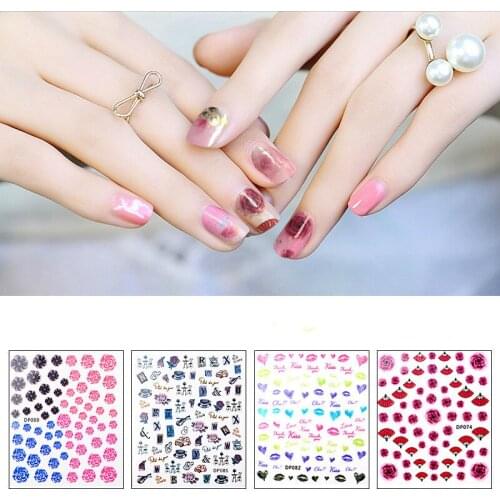 DIY Designer Water Transfer Nails Art Sticker Colorful Purple Fantacy Flowers Nail Stickers Wraps Foil Sticker manicure
