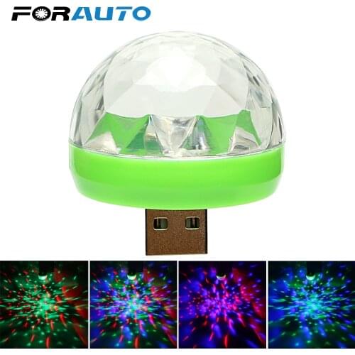 FORAUTO Car LED Decorative Lamp Mini RGB Atmosphere Light Auto Interior LED USB Club Disco Magic Stage Effect Lights Car Styling