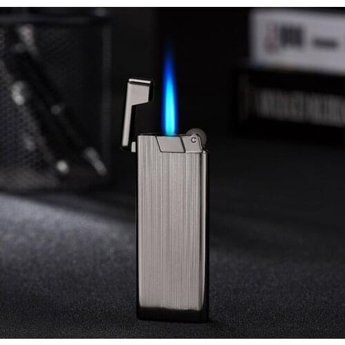 Gas Ultra-thin Grinding Wheel Straight Into The Lighter Metal Creative Windproof Lighter Smoking For Cigar Cigarette Candle Gift