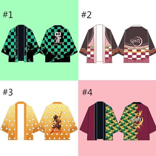Anime Demon Slayer Cosplay Kimono Cloak for Kids Children Cardigan Top Tsuyuri Kanawo Kamado Tanjirou Kamado Nezuko Boys Girls