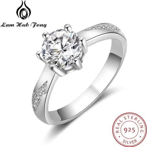 925 Sterling Silver Rings Clear CZ Finger Rings for Women Wedding Engagement Jewelry Promise Gift for Girlfriend (Lam Hub Fong)