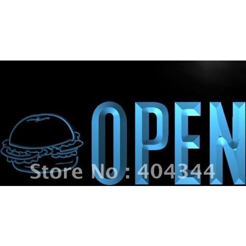 LK765- OPEN Hamburger Cafe Bar Beer LED Neon Light Sign home decor crafts