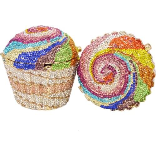 Mini Clutch Bags Cute Cupcake Evening Bag Luxury Crystal Bags Cake Purse Party Bridal pochette Women Shoulder Bags sc515