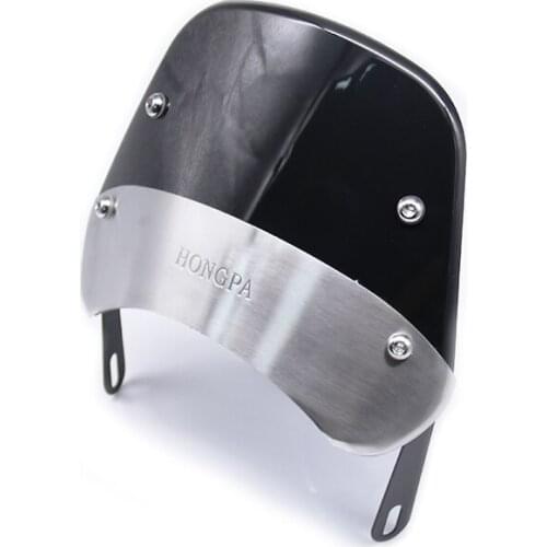 Retro Black Motorcycle Windscreen Windshield for Yamaha Honda Suzuki KTM 5-7" Headlamp Universal Scooter Moto Wind Deflector