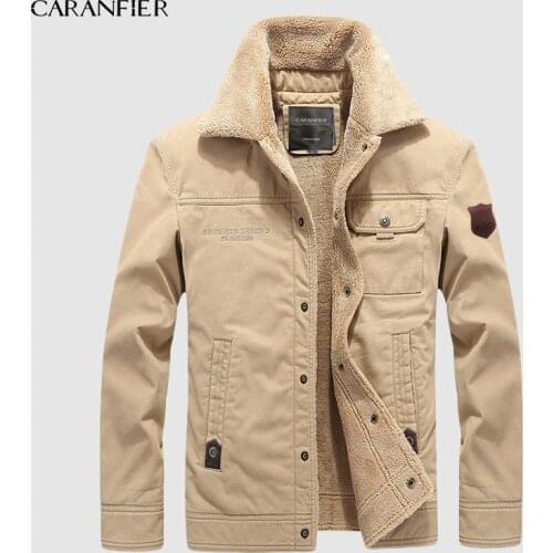 CARANFIER Winter Outwear Jacket Men Thicken Wool Liner Warm Coat Male Windbreaker Military Men Jacket Chaqueta Hombre M-6XL