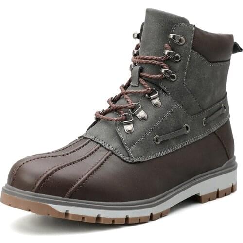Autumn Winter Leather Men Boots Comfortable Lace Up Motorcycle Boots Waterproof Rubber Men Ankle Boots Mens Shoes Big Size 47