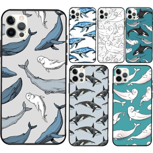 Blue Ocean Whales Pattern Soft Cover For iPhone 12 11 Pro Max X XR XS Max 5S SE 2020 8 7 Plus 12 Mini Phone Case