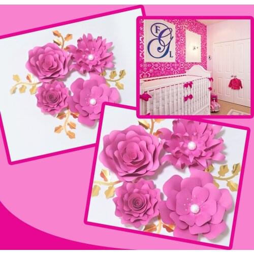 Handmade Cardstock Rose DIY Paper Flowers Leaves Set For Wedding & Event Backdrops Decorations Nursery Wall Deco Video Tutorials