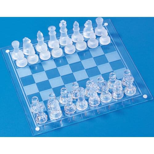 8/10/14" Glass Chess Set Portable Travel Chess Board Game Set Beginner for Kids and Adults EDF88