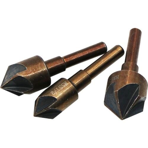5PCS Tri-flat Hss Industrial Cobalt Countersink Drill Bit Set Chamfer Cutter 82 Degree Wood Metal Plastic Drilling Counter Sink