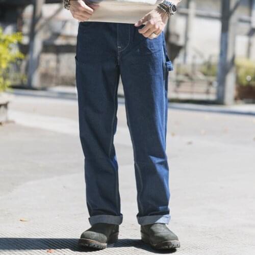 Bronson Basic Worker Overall Pants Mens Vintage Denim Striped Cargo Pants Casual Baggy Trousers