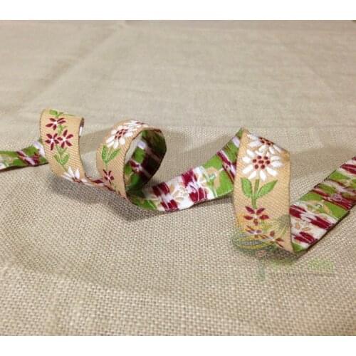 New Brown ribbon (15mm x 9M) National wind embroidered Polyester Woven Jacquard Ribbon DIY Accessories tape