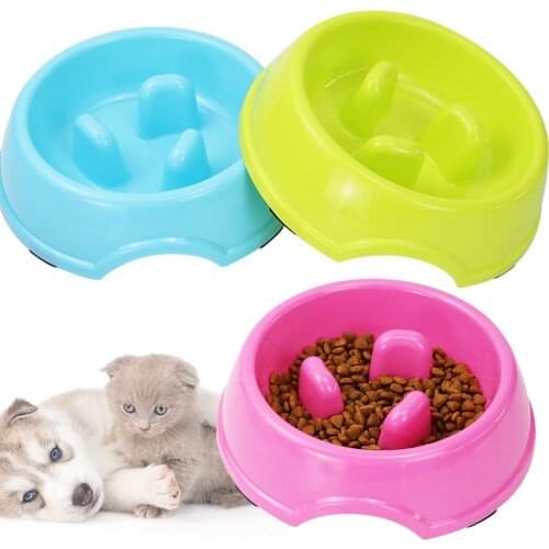 Dog Single Bowl Pet Feeder Cat Feeding Food Water Bottle Puppy Slow Down Eating Anti Skid Dishes Interactive Puzzle Dog Supplies