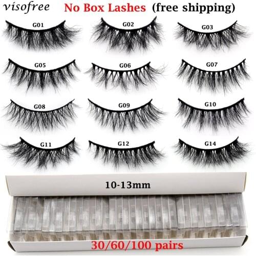 Wholesale Eyelashes 30/60/100pcs Visofree Mink Lashes 10-13mm Natural Mink Eyelashes False Eyelashes Makeup False Lashes In Bulk