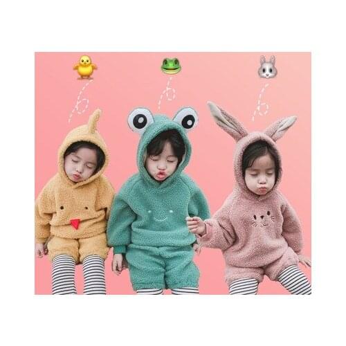 2-7 years old baby clothing thickening childrens suit boys and girls baby sweater cute candy cartoon cute rabbit children suit