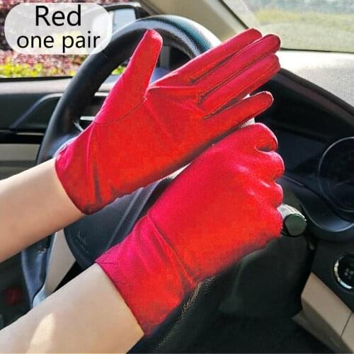 1 Pair Spring And Summer Ice Silk High Elastic Spandex Gloves Etiquette Sunscreen Cotton Thin Work Colorful Driver Gloves
