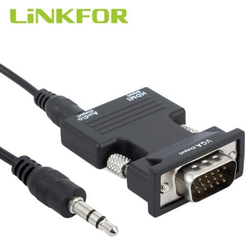 LiNKFOR HDMI Female to VGA Male with Audio Output Cable Converter Adapter Lead 1080P HDMI to VGA Converter With 3.5mm Cable