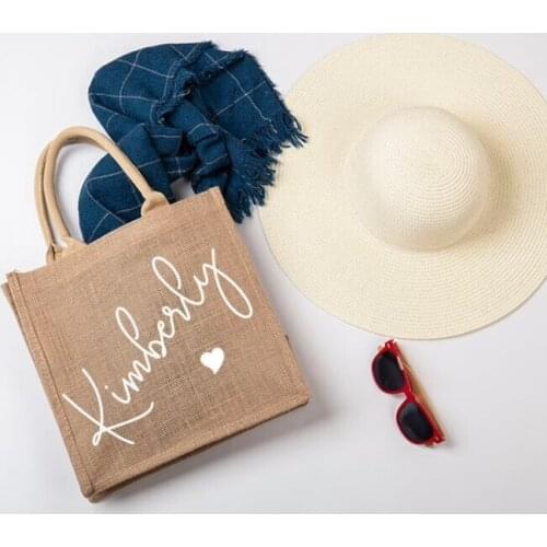Personalized Bridesmaid Gift Bag Custom Jute Bag Bachelorette Party Beach Jute Bag Bridesmaid Proposal Mother Of The Bride Bags