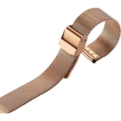 Full Steel Watch Band 20mm Ultra-thin Watchband Universal Stainless Steel Bracelet Rose Gold Silver Color Mesh Strap for Watches