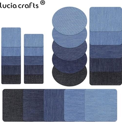 SALE!Lucia crafts 1pair/lot Multi size Imitation denim Iron On Patches Repair Knee For Clothes Sewing Craft L0806
