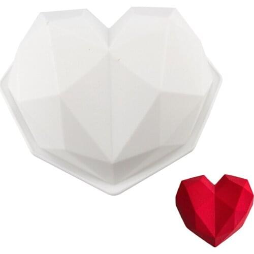 3D Diamond Love Heart Shape Silicone Molds For diy Candle Clay Molds Sponge Cakes Chiffon Pastry Dessert Moulds
