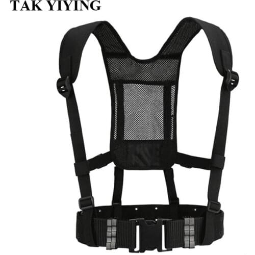 TAK YIYING Tactical Waist Padded Belt With H-shaped Suspender Military Airsoft Nylon Belt Black